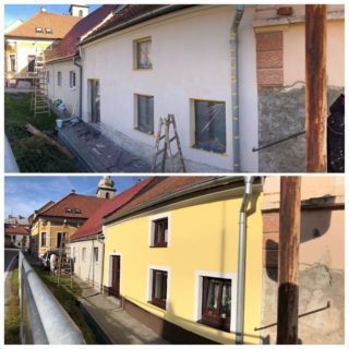 Nátěr fasády rámečků soklu